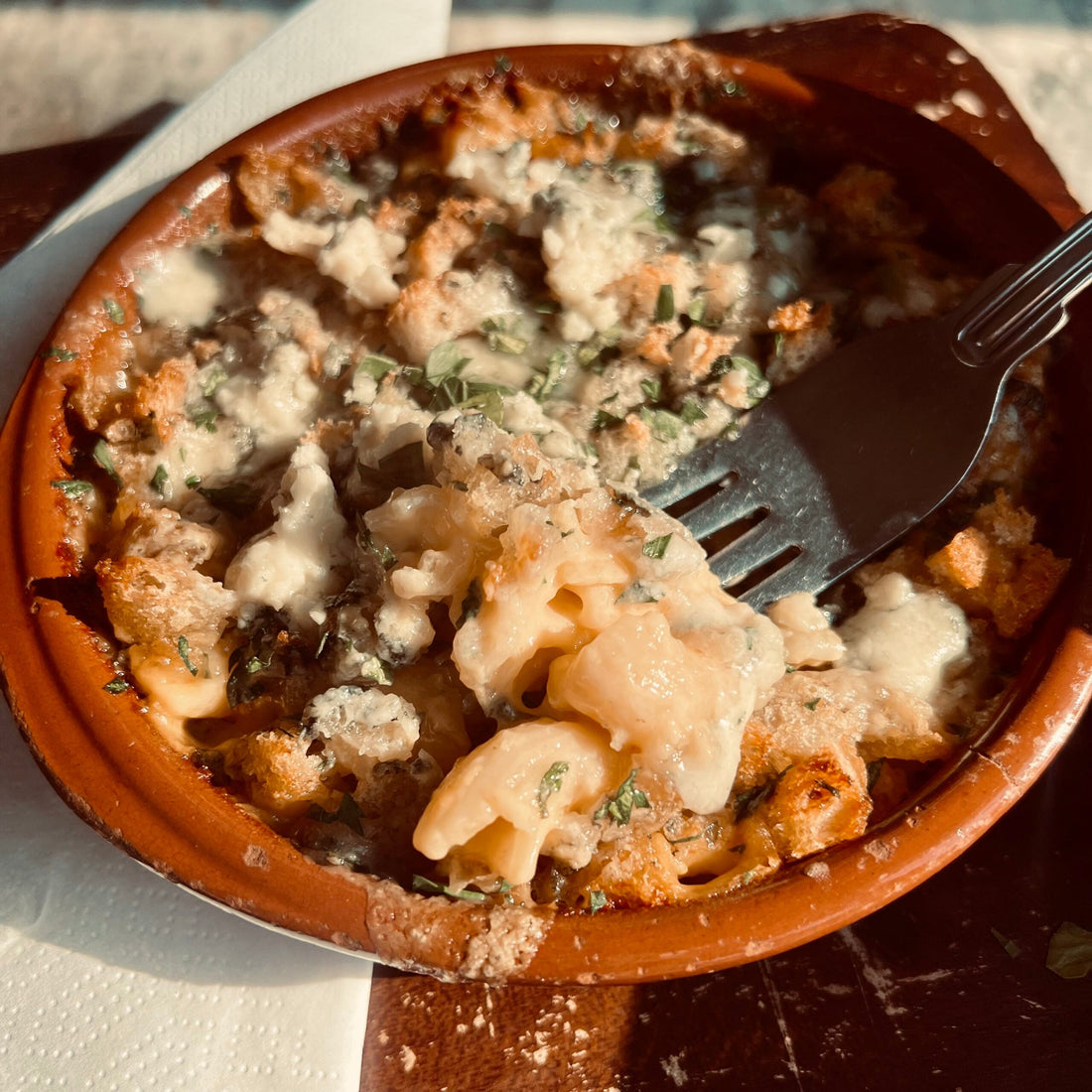 Macaroni Cheese with a Blue Cheese Crumb