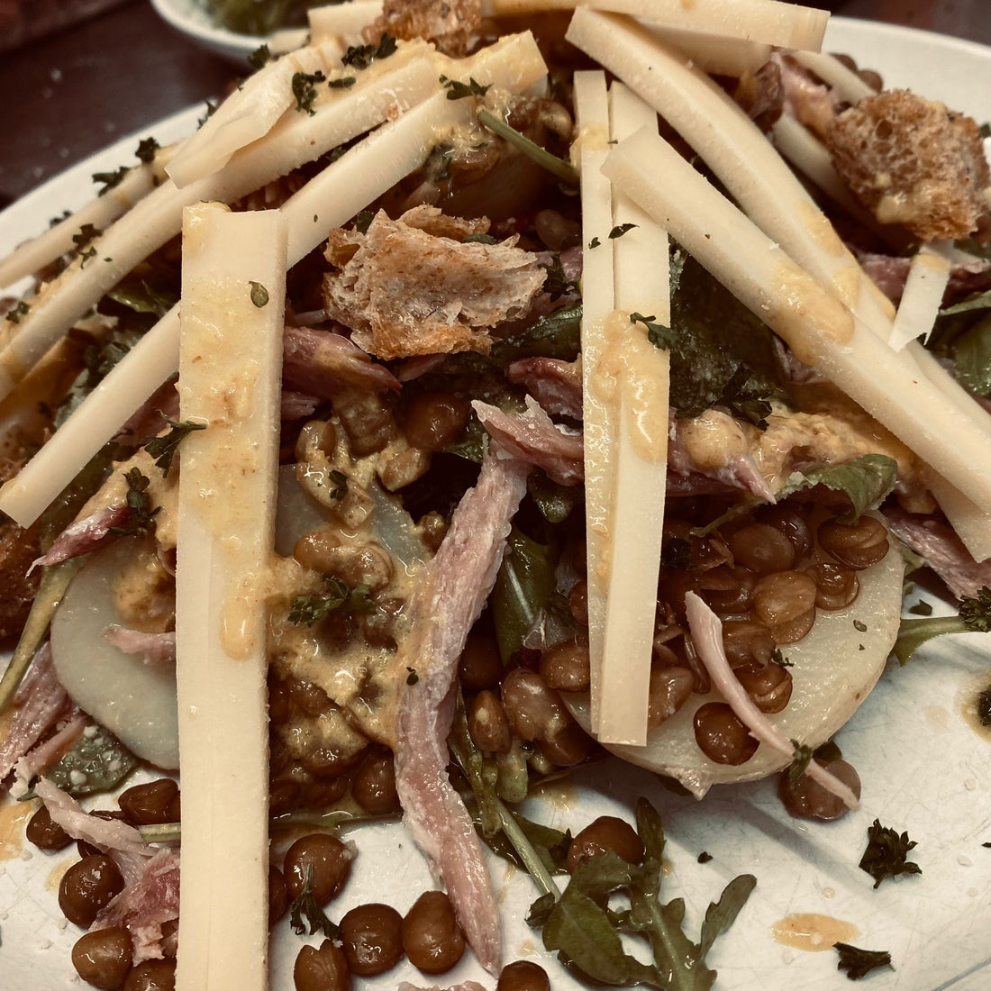 Gruyére, Lentil, and Ham Hock Salad Recipe