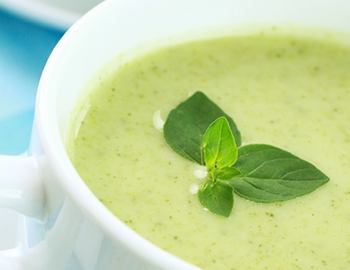 Lovage, Lettuce and Leek Soup with Lincolnshire Poacher Crostini